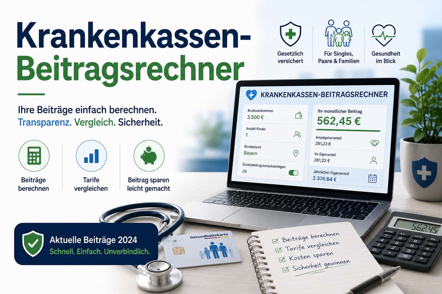 Du betrachtest gerade Krankenkassen-Beitragsrechner 2026: So viel zahlen Sie für Kranken- und Pflegeversicherung