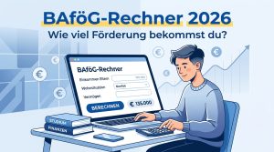 Mehr über den Artikel erfahren BAföG-Rechner 2026: Anspruch, Höchstsatz & Freibeträge in 2 Minuten berechnen