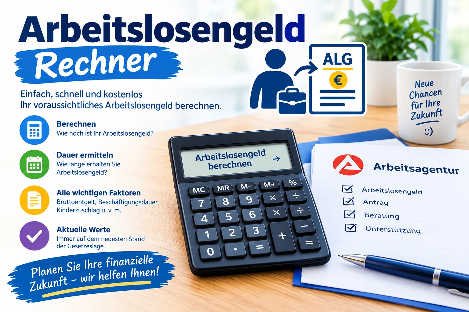 Du betrachtest gerade Arbeitslosengeld-Rechner 2026: So viel ALG 1 bekommst du wirklich