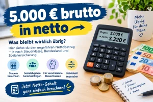 Mehr über den Artikel erfahren 5.000 € brutto in netto 2026: Was bleibt wirklich übrig?